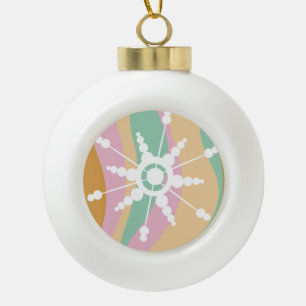 Tie Dye Flüssigkeit Retro Groovy Weihnachten Beige Keramik Kugel-Ornament