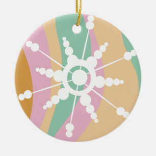 Tie Dye Flüssigkeit Retro Groovy Weihnachten Beige Keramik Ornament