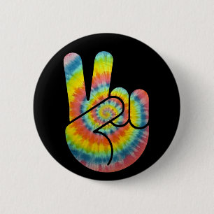 Tie Dye Friedenshand Button
