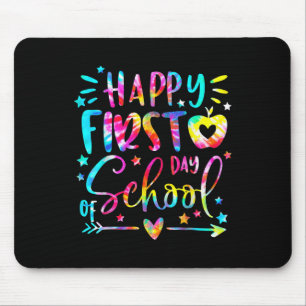 Tie Dye Frohe Erster Tag Rückkehr zur Schule Lehre Mousepad