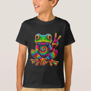 Tie-Dye-Frosch-Friedenszeichen-Hippie-Weihnachtsfr T-Shirt
