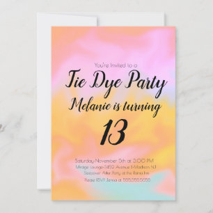 Tie Dye Geburtstagsfeier Bunt Pink Orange Einladung