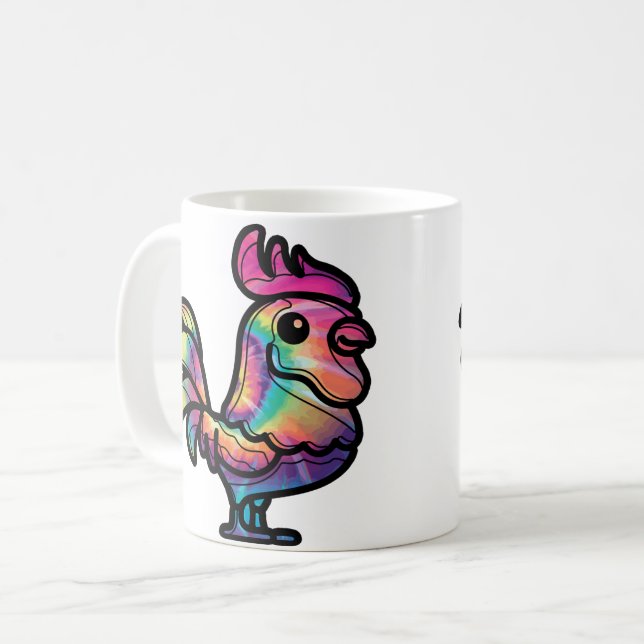 Tie-Dye-Hahn Kaffeetasse (Vorderseite Links)