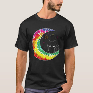 Tie Dye Halbmond Katze Unhöfliche Katze T-Shirt