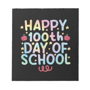 Tie Dye Happy 100. Schultag Lehrer Student  Notizblock