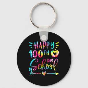 Tie Dye Happy 100. Tag Schule Lehrer Schüler 100 Schlüsselanhänger
