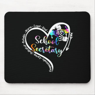 Tie Dye Heart School Secretary Life Cute Back to Mousepad