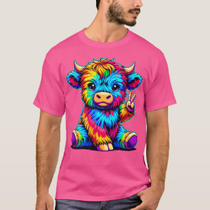 Tie-Dye Highland-Rind Hippie-Friedenszeichen T-Shirt