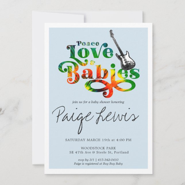 Tie Dye Hippie Baby shower Invitation (Devant)