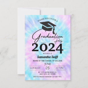 Tie Dye Hs Invitations de Graduation