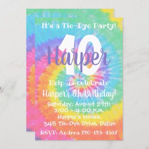 Tie Dye Invitation Anniversaire Tie Dye Invitation