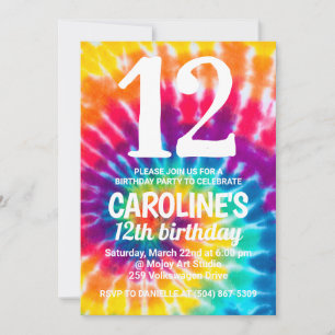 Tie Dye Invitation d'anniversaire