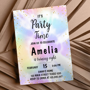 Tie Dye Invitation du 8e anniversaire