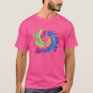 Tie Dye Kreuz Gott Jesus Glaube Hippie Christlich T-Shirt