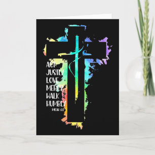 Tie Dye Kreuz Micha 68 Handle gerecht Bibel Schrif Karte