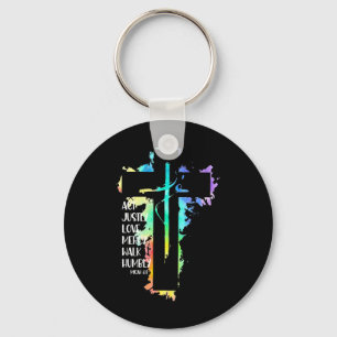 Tie Dye Kreuz Micha 68 Handle gerecht Bibel Schrif Schlüsselanhänger