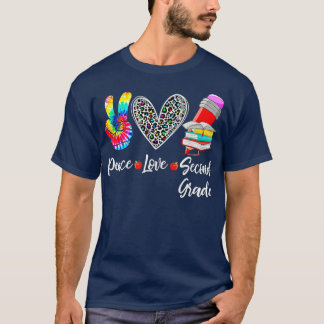 Tie Dye Leopard Peace Love Second Grade Teacher St T-Shirt
