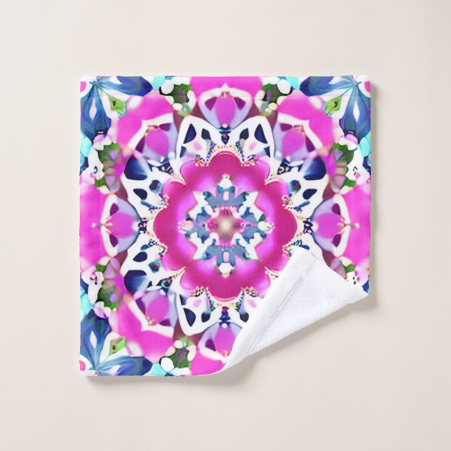 Tie Dye Mandala Motif Denim bleu et rose (Gant de toilette)