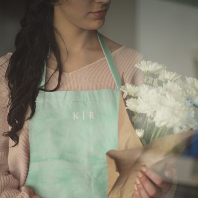 Tie Dye Pastel | Mint Green Monogram Apron Schürze (Von Creator hochgeladen)