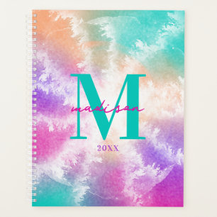 Tie Dye Pastel Rose Orange Turquoise Violet Monogr