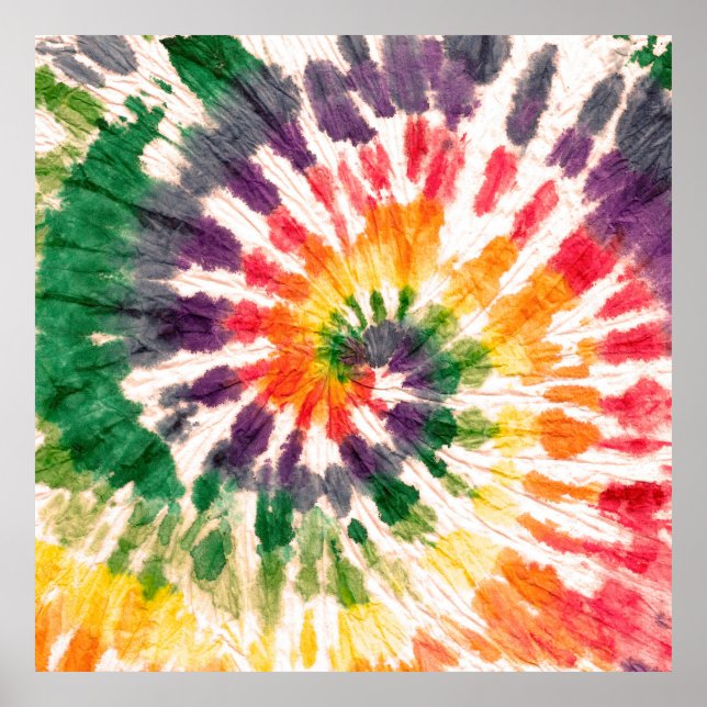 Tie dye pattern. Hand drawn rainbow shibori. Ink t Poster (Vorne)