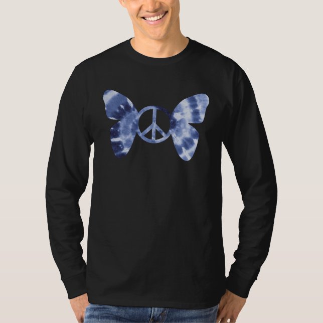 Tie Dye Peace Sign Symbol Butterfly Retro 60s 70s  T-Shirt (Vorderseite)