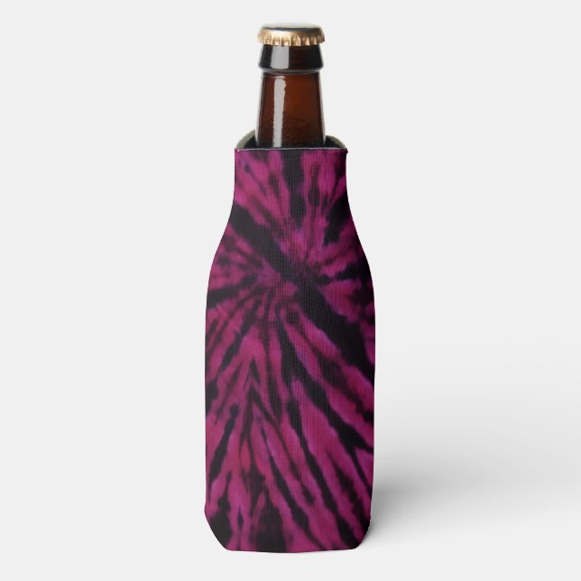 Tie-Dye Purple Pink Black Hippie Retro Pattern  Flaschenkühler (Flaschenvorderseite)