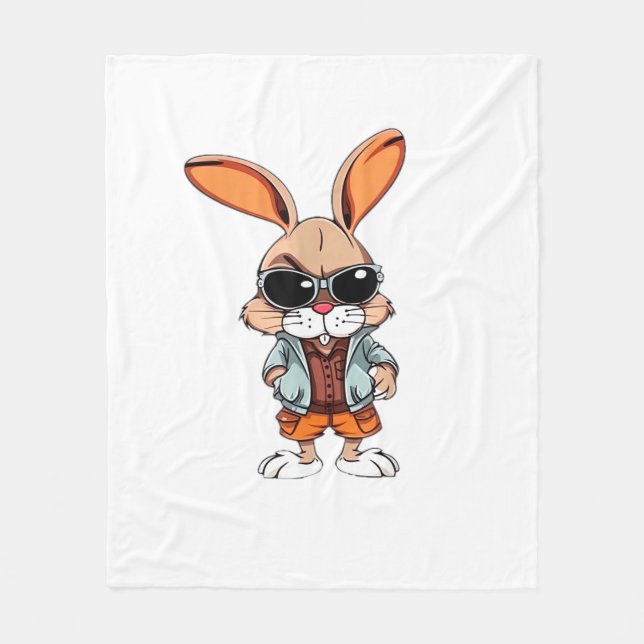 Tie-Dye rabbit bunny Peace Sign Hippie  Fleecedecke (Vorderseite)