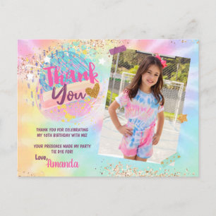 Tie Dye Rainbow Photo Carte de remerciements