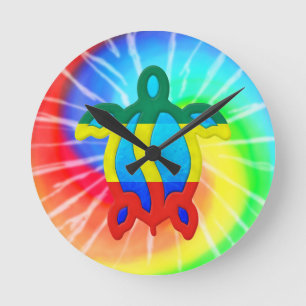 Tie Dye Rasta Honu Turtle Runde Wanduhr