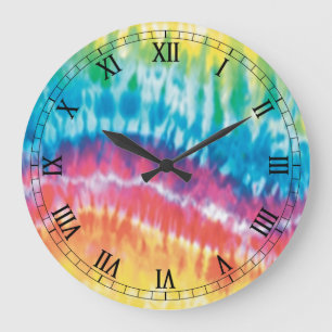 Tie Dye Round Numéros romains Horloge