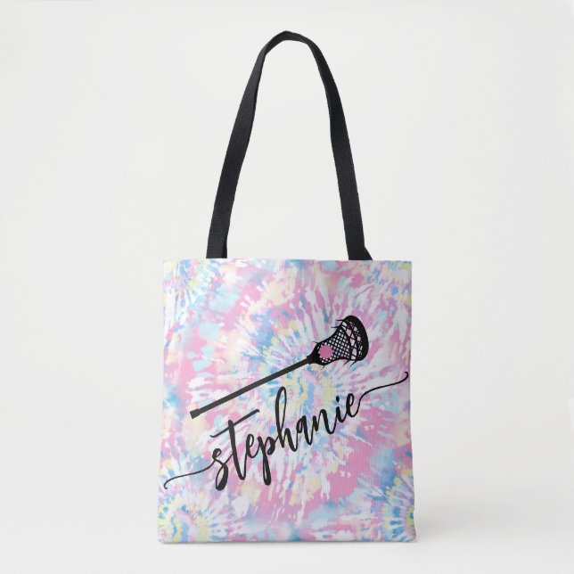 Tie Dye Script Nom personnalisé LAX Lacrosse Sac f (Devant)