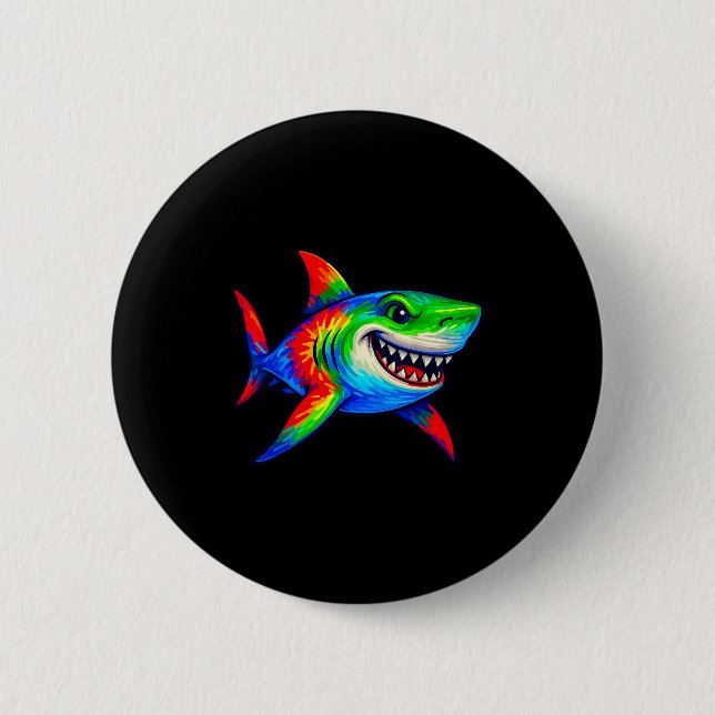 Tie-dye Shark Peace Sign Hipe  Button (Vorderseite)