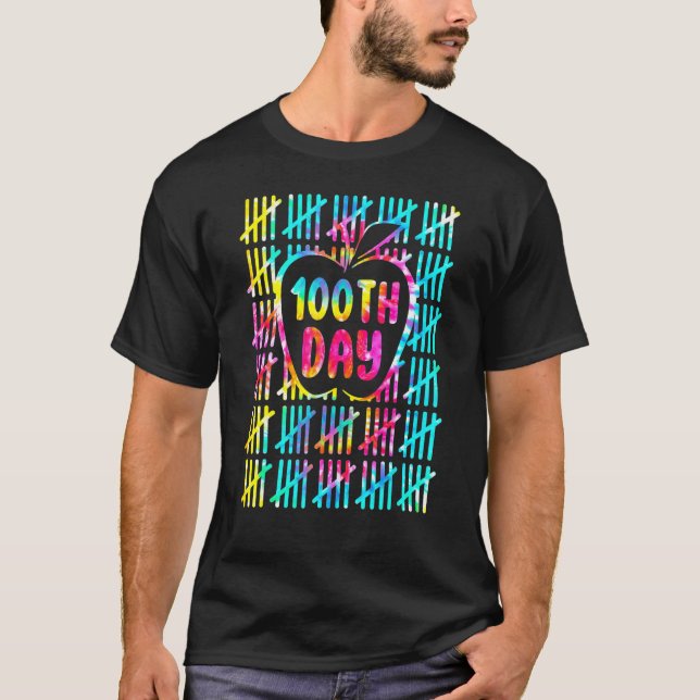Tie Dye Tally Marks 100th Day Of School Teacher St T-Shirt (Vorderseite)