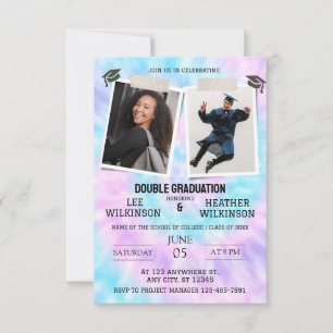 Tie Dye Twins Invitations de diplôme