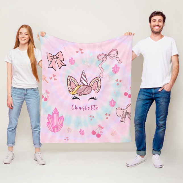  Tie Dye Unicorn Coquette Bow  Fleecedecke (Beispiel)