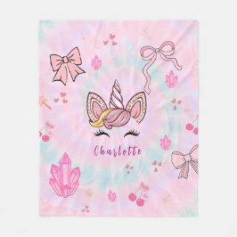  Tie Dye Unicorn Coquette Bow  Fleecedecke