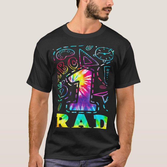 Tie Dye Welcome Back To School Happy 1 Grade T-Shirt (Vorderseite)