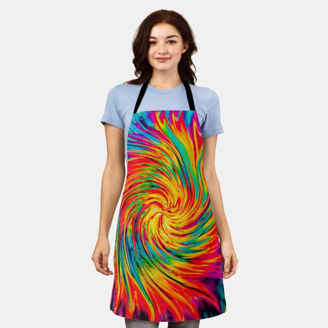 TIE DYE WIND ABSTRAKT SCHÜRZE (Getragen)