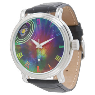 Tie Dyed Lawn Bowl, Mens Leather Wristwatch Armbanduhr