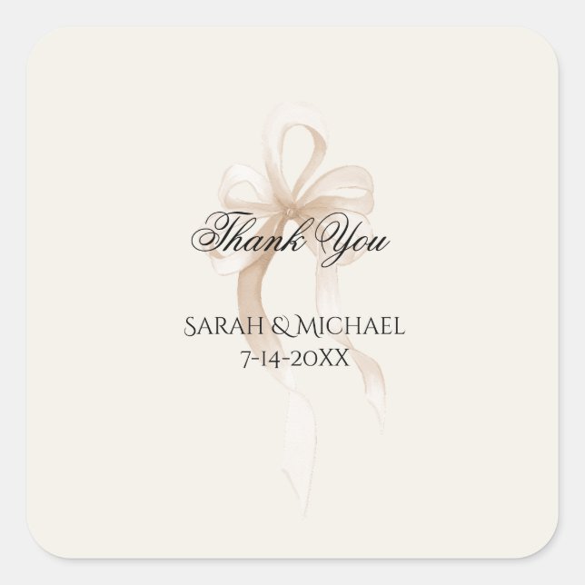 Tie the Knot Wedding Quadratischer Aufkleber (Vorderseite)