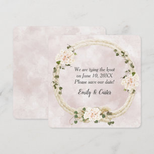 Tied Rope mit Hydrangea Bouquets Save The Date