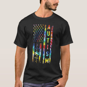 Tiedye-Amerikanische-Flagge-Autismus-Bewusstsein-U T-Shirt