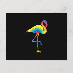 Tiedye Flamingo Regenbogen Druck Vogel Tier Hippie Einladungspostkarte