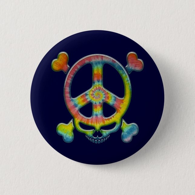 Tiedye-Friedenspirat Button (Vorderseite)