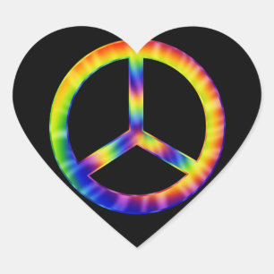 Tiedye-Friedenssymbol-Aufkleber Herz-Aufkleber