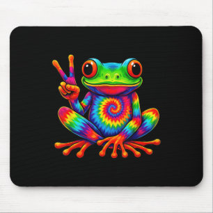Tiedye-Frosch-Friedenszeichen-Hippie für Männer Fr Mousepad