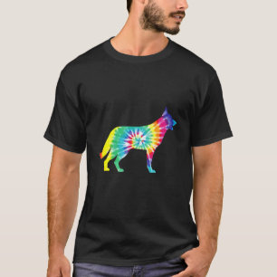 Tiedye-Hund Hippie Deutscher Schäferhund Retro-Wel T-Shirt