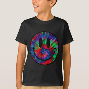 Tiedye-Lächeln-Gesicht Retro-Regenbogen-Design Kin T-Shirt