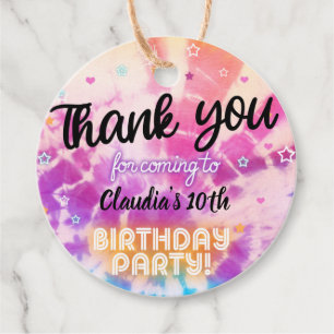 Tiedye Mädchen Geburtstag danke Ihnen für Tags. Geschenkanhänger